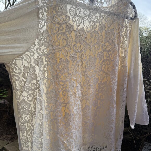 Kate & Mallory Lace Back 3/4 Sleeve Ivory Pullover Top Women's Plus Size 2X NWT - Picture 8 of 13